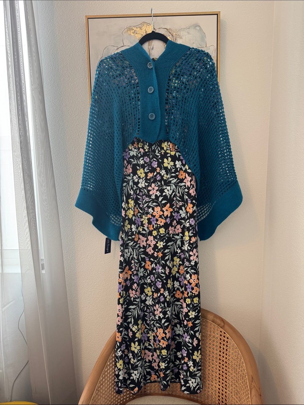 Primark Floral Black V-Neck Blouse with Yellow, Pink & Purple Flowers
